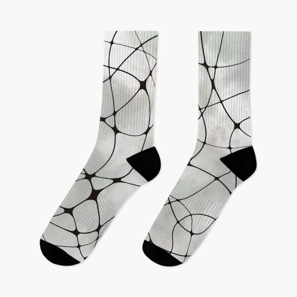 Item preview, Ethereal Neural Network Abstract: Black Synaptic Web on Cloudy Gray Background designed and sold by Vikiink.