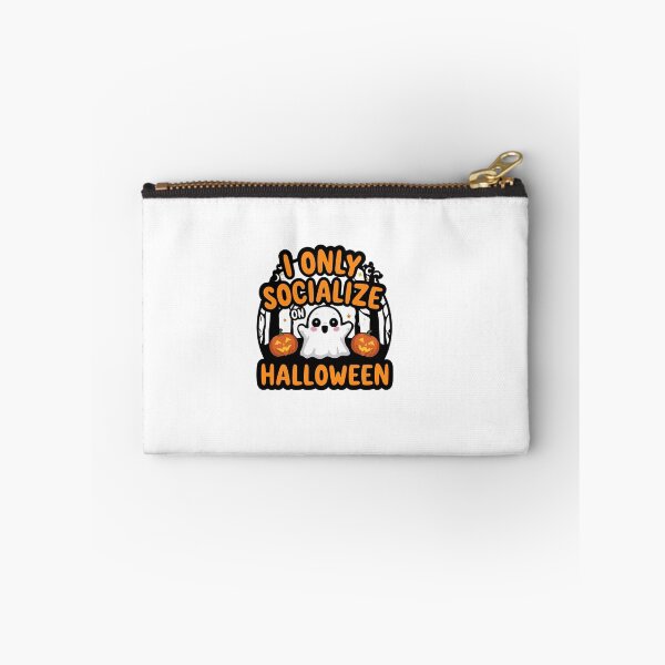 Item preview, I Only Socialize on Halloween” Sticker – Funny Ghost & Pumpkin Design | Perfect for Laptops, Journals & Water Bottles | Introvert Halloween Gift designed and sold by SassyArtist9006.