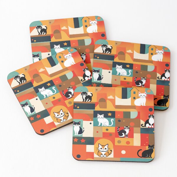 Item preview, Colorful Cat Illustration Pattern | Cat Art | Cat Drawing | Color Art designed and sold by UnhingedBird.