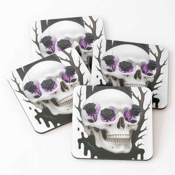 Item preview, Skull with Dark Roses – Gothic Floral Art designed and sold by FraktalMoods.