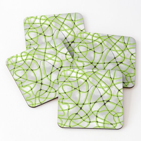 Item preview, Vibrant Green Neural Network Abstract: Ethereal Synaptic Web on Cloudy Gray Background designed and sold by Vikiink.