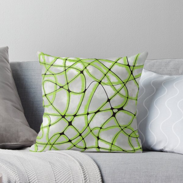 Item preview, Vibrant Green Neural Network Abstract: Ethereal Synaptic Web on Cloudy Gray Background designed and sold by Vikiink.