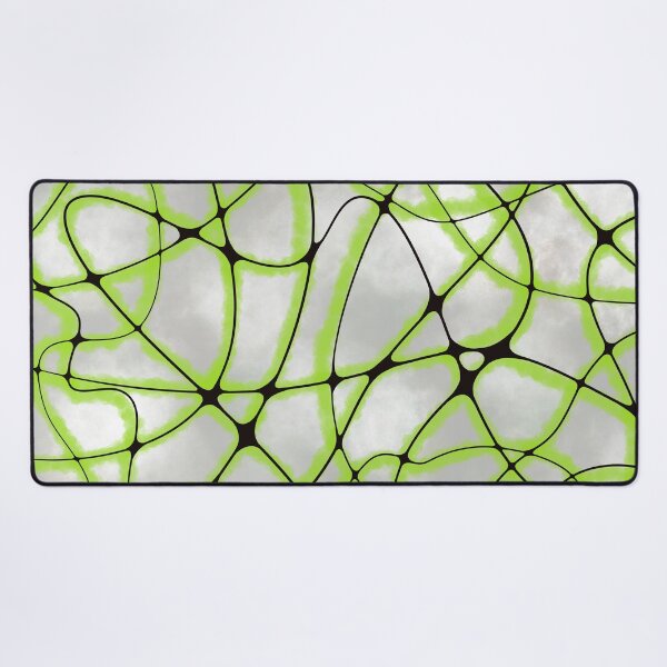 Item preview, Vibrant Green Neural Network Abstract: Ethereal Synaptic Web on Cloudy Gray Background designed and sold by Vikiink.