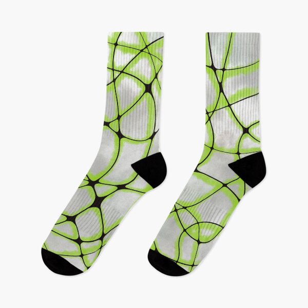 Item preview, Vibrant Green Neural Network Abstract: Ethereal Synaptic Web on Cloudy Gray Background designed and sold by Vikiink.