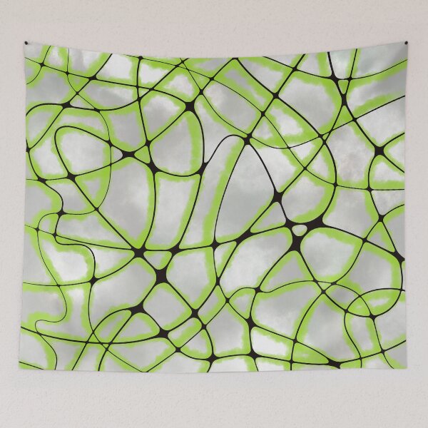 Item preview, Vibrant Green Neural Network Abstract: Ethereal Synaptic Web on Cloudy Gray Background designed and sold by Vikiink.