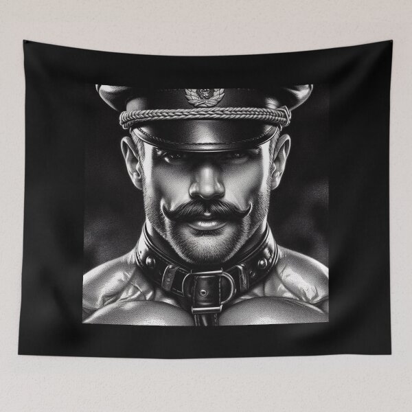 Item preview, Pointillism Gay Pride Berlin "The Commandant" Leather Daddy Leder Pride Graphic Design designed and sold by ItsAKinkThing.