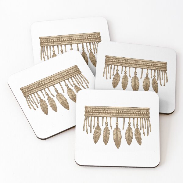 Item preview, Indigenous Peoples Day feather ornament in gold tones on white background, AI Generated designed and sold by dvoevnore.