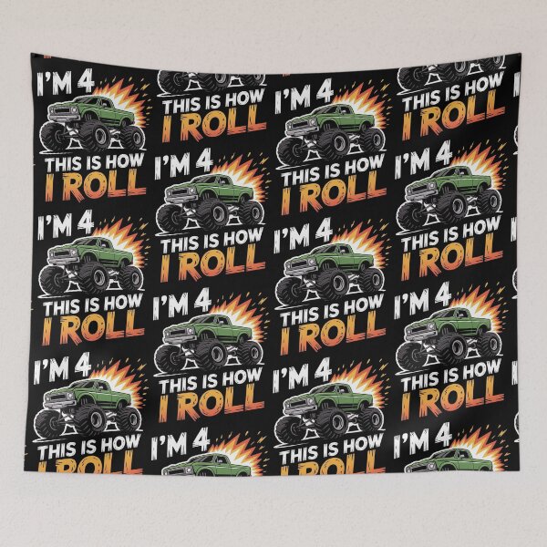 Item preview, 4 Year Old Monster Truck 4th Birthday boy designed and sold by BLZART.