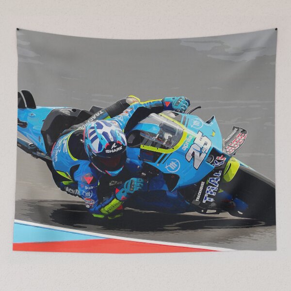 Item preview, Raúl Fernández racing his 2025 MotoGP motorcycle in the corners watercolor designed and sold by Rodissimus1984.