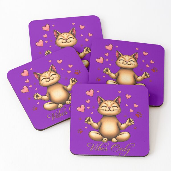Item preview, Cute Meditating Cat Vibes Only  Zen Kitty with Hearts & Paws for Positive Energy & Mindfulness Lovers designed and sold by Fur Ever Artistry.