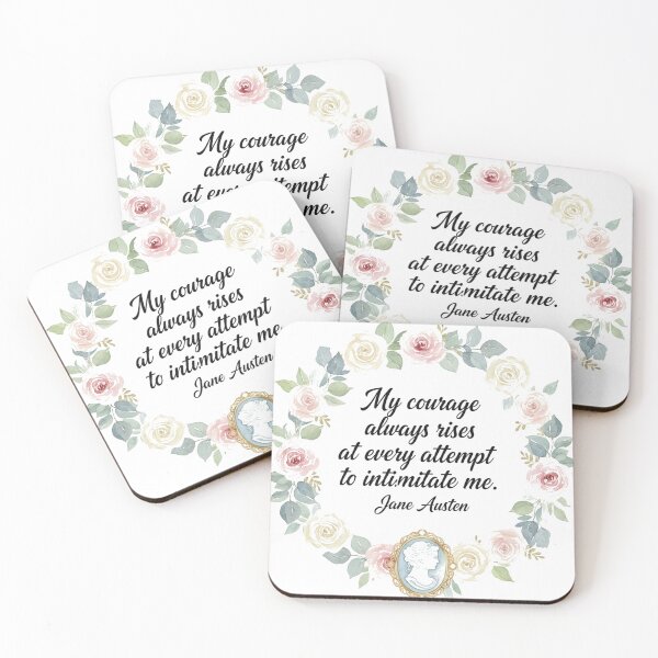 Item preview, Jane Austen Quote – My Courage Always Rises | Regency Floral Feminine Art designed and sold by Boski22.