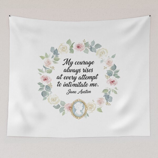 Item preview, Jane Austen Quote – My Courage Always Rises | Regency Floral Feminine Art designed and sold by Boski22.