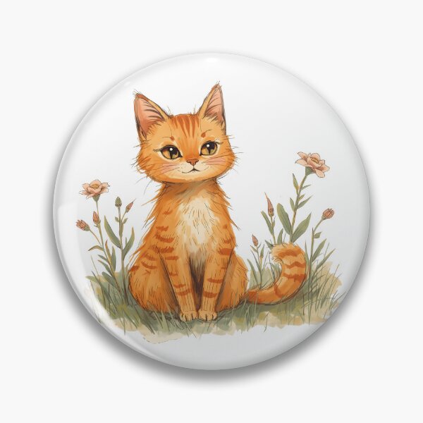 Item preview, Charming Orange Cat in Wildflowers – Cottagecore Coquette Aesthetic designed and sold by TestudoDesign.