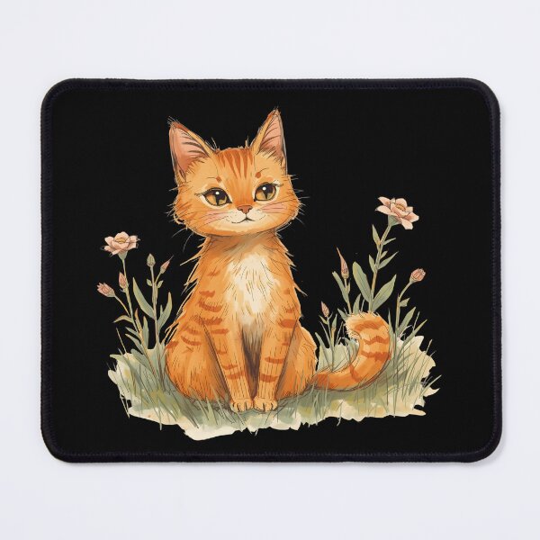 Item preview, Charming Orange Cat in Wildflowers – Cottagecore Coquette Aesthetic designed and sold by TestudoDesign.