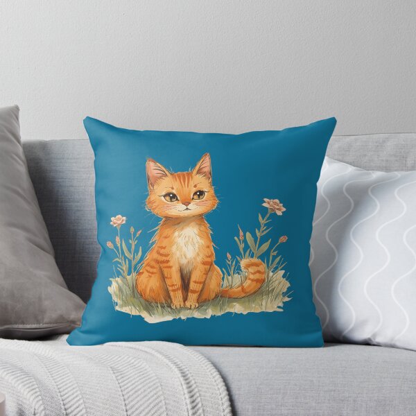 Item preview, Charming Orange Cat in Wildflowers – Cottagecore Coquette Aesthetic designed and sold by TestudoDesign.