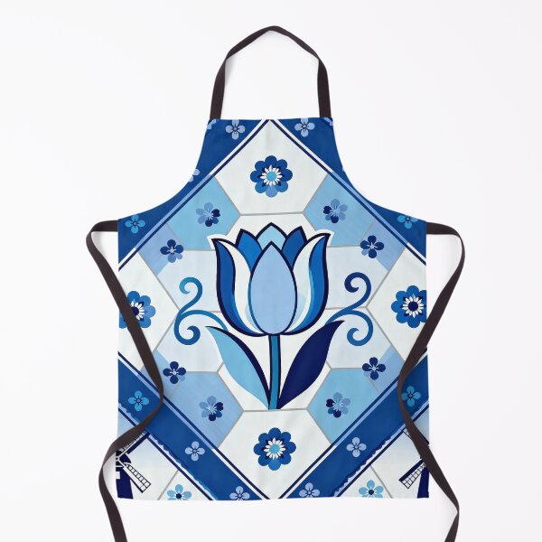 Item preview, Dutch Delft Blue Chinoiserie print  — Blue & White Tulip + Windmill  designed and sold by Pjotre7.