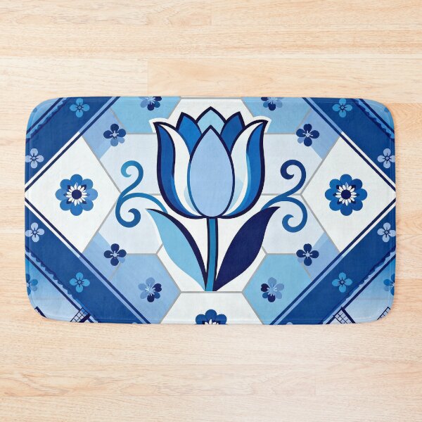 Item preview, Dutch Delft Blue Chinoiserie print  — Blue & White Tulip + Windmill  designed and sold by Pjotre7.