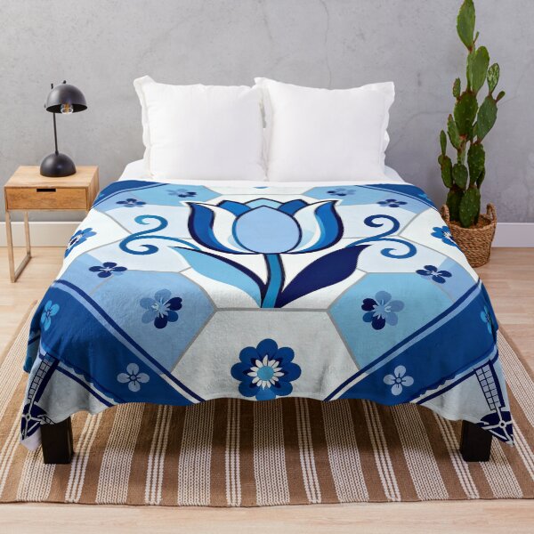 Item preview, Dutch Delft Blue Chinoiserie print  — Blue & White Tulip + Windmill  designed and sold by Pjotre7.