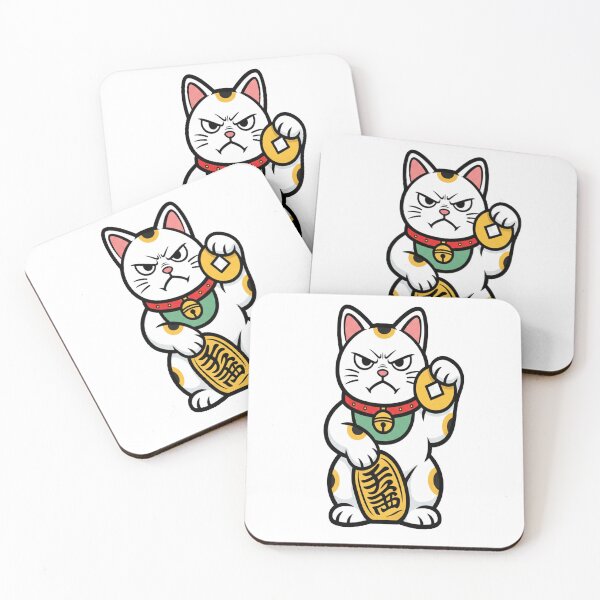 Item preview, Angry Cat Lucky Cat Maneki Neko Shirt - Classic Japanese Waving Fortune Cat designed and sold by NovaThreads Studio.