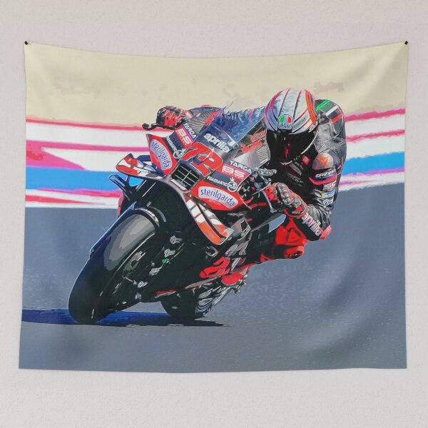 Item preview, Marco Bezzecchi racing his 2025 MotoGP motorcycle watercolor designed and sold by Rodissimus1984.