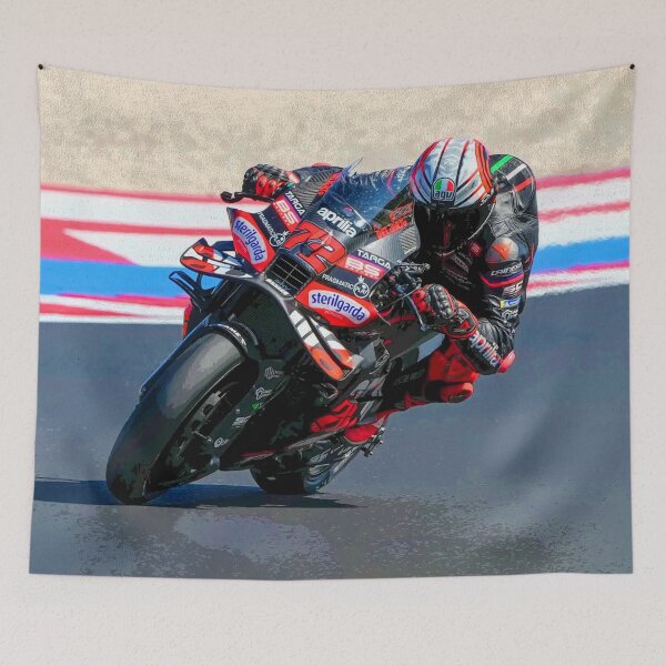 Item preview, Marco Bezzecchi racing his 2025 MotoGP motorcycle abstract designed and sold by Rodissimus1984.