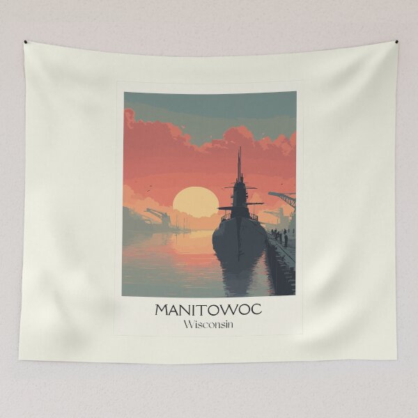 Item preview, Manitowoc Wisconsin Lighthouse Sunset Art Print designed and sold by TuncGK.
