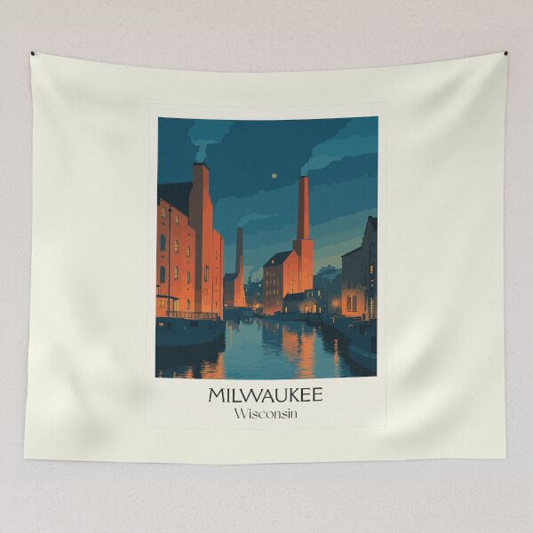 Item preview, Milwaukee Wisconsin Industrial River Art Print designed and sold by TuncGK.