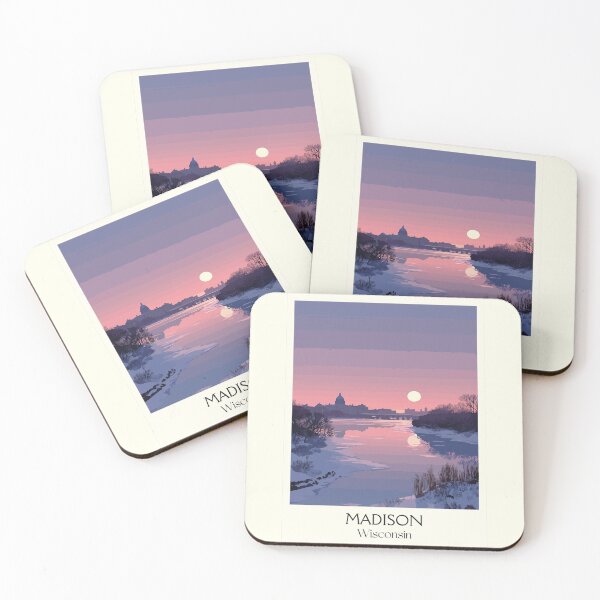Item preview, Madison Wisconsin Winter Sunset Art Print designed and sold by TuncGK.