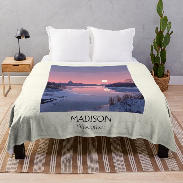 Item preview, Madison Wisconsin Winter Sunset Art Print designed and sold by TuncGK.