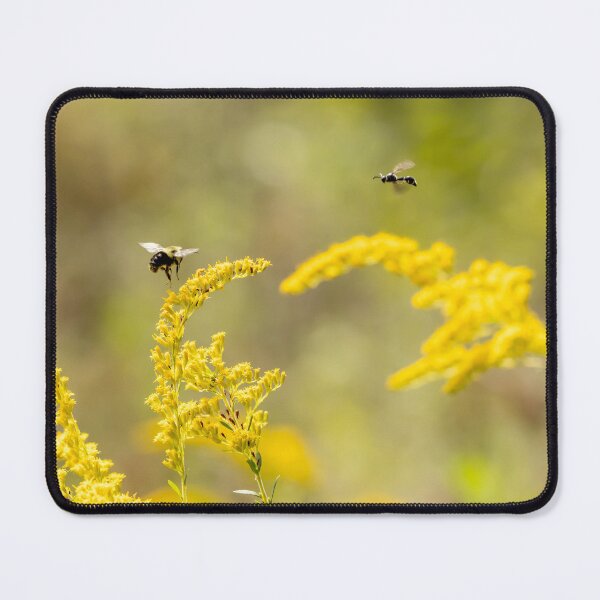Item preview, Bee and wasp fly over goldenrod plants designed and sold by KRFNatureGifts.