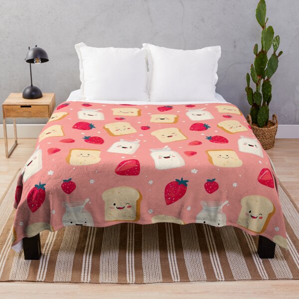Item preview, Kawaii Breakfast Pattern - Milk Toast and Strawberry designed and sold by Wall Hues.