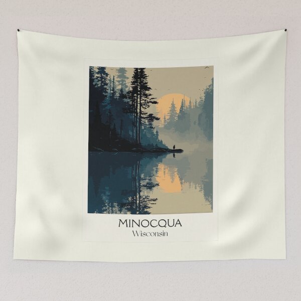 Item preview, Minocqua Wisconsin Northwoods Lake Art Print designed and sold by TuncGK.