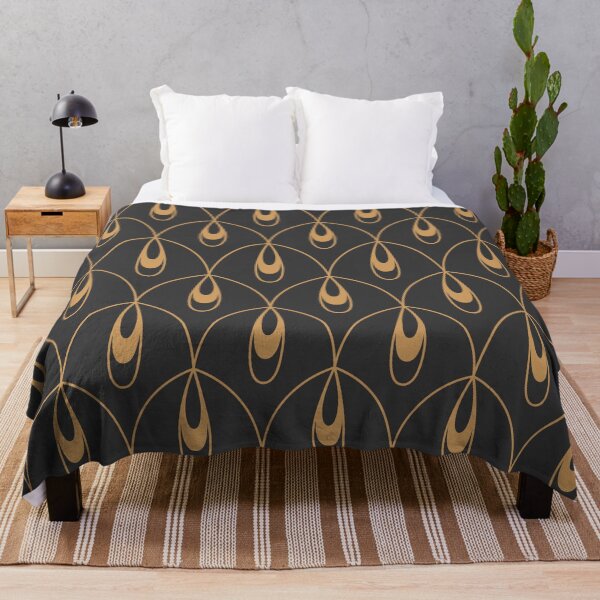 Item preview, Art Deco Raindrops Scallop Fans Carbon Black and Yellow designed and sold by Pinkdeer Designs.