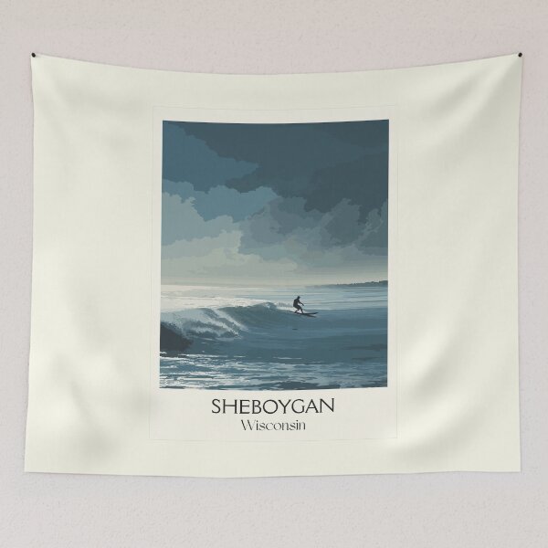 Item preview, Sheboygan Wisconsin Surfing Art Print designed and sold by TuncGK.