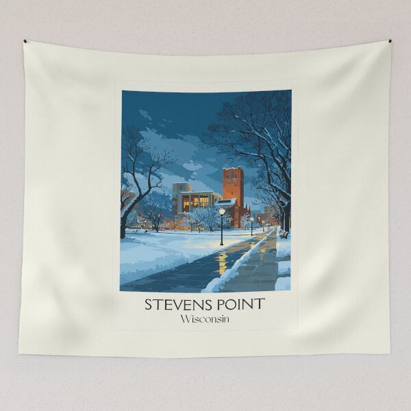 Item preview, Stevens Point Wisconsin Winter Night Art Print designed and sold by TuncGK.