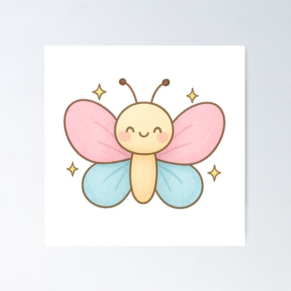 Item preview, Kawaii Smiling Butterfly Cute Pastel Design designed and sold by NovaMoodCo.