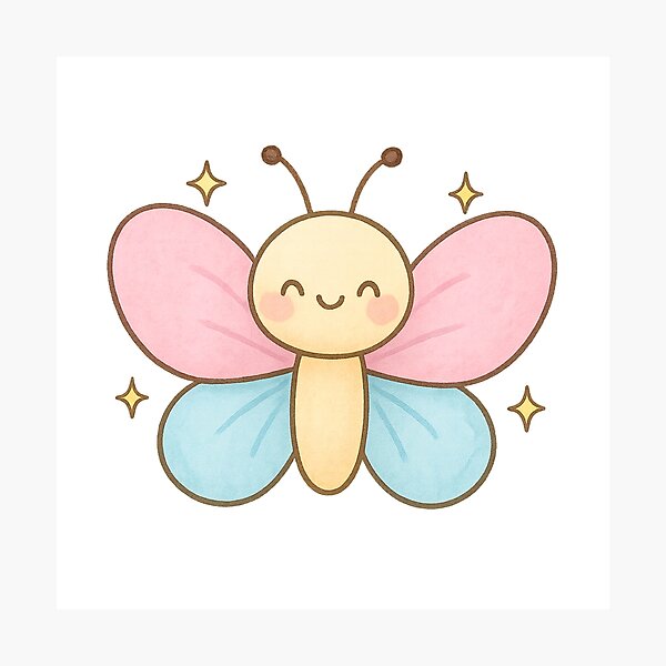 Item preview, Mariposa sonriente kawaii con lindo diseño pastel designed and sold by NovaMoodCo.