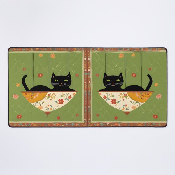 Item preview, Naive Style Cat Illustration: Black Cat in a Chandelier | Cat Art designed and sold by UnhingedBird.