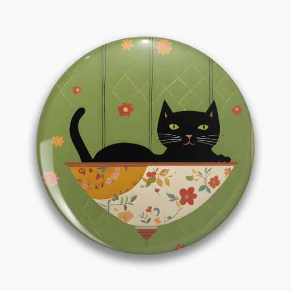 Item preview, Naive Style Cat Illustration: Black Cat in a Chandelier | Cat Art designed and sold by UnhingedBird.