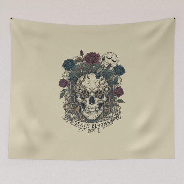Item preview, Skull with flowers designed and sold by TheStoryweavers.