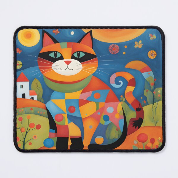 Item preview, Naive Style Cat Illustration: Motley Feline Thief in the Night | Cat Art designed and sold by UnhingedBird.