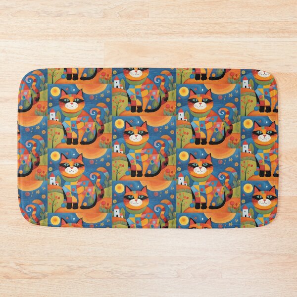 Item preview, Naive Style Cat Illustration: Motley Feline Thief in the Night | Cat Art designed and sold by UnhingedBird.