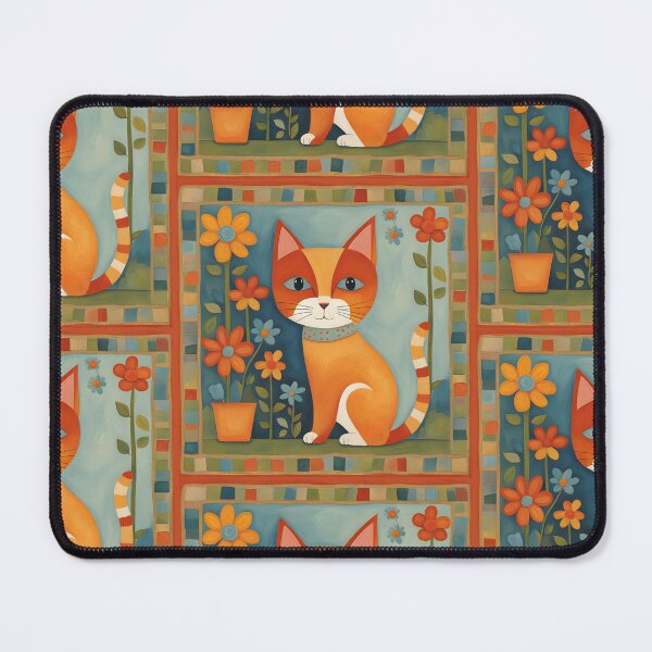Item preview, Naive Style Cat Illustration: Feline Flower Lover | Cat Art designed and sold by UnhingedBird.