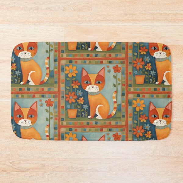 Item preview, Naive Style Cat Illustration: Feline Flower Lover | Cat Art designed and sold by UnhingedBird.