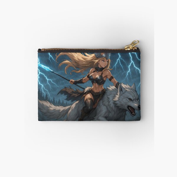 Item preview, Valkyrie Lightning Rider – Anime Warrior on White Wolf in Thunderstorm designed and sold by NorseDrip.