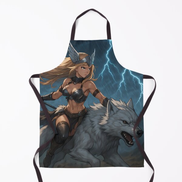 Item preview, Valkyrie Lightning Rider – Anime Warrior on White Wolf in Thunderstorm designed and sold by NorseDrip.