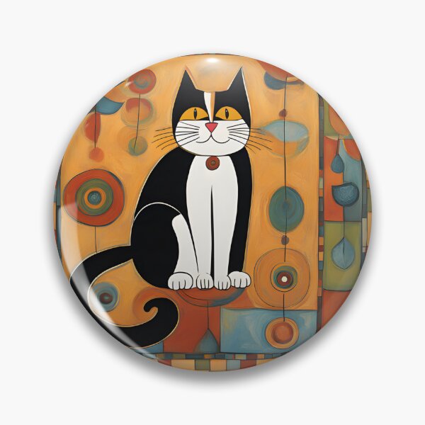 Item preview, Naive Style Cat Illustration: The Pensive Black and White Cat | Cat Art designed and sold by UnhingedBird.