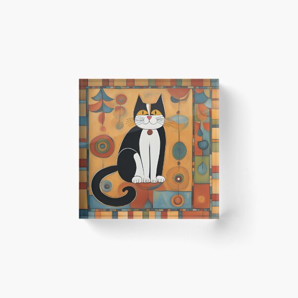 Item preview, Naive Style Cat Illustration: The Pensive Black and White Cat | Cat Art designed and sold by UnhingedBird.
