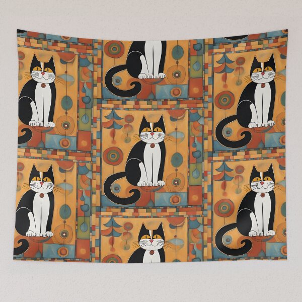 Item preview, Naive Style Cat Illustration: The Pensive Black and White Cat | Cat Art designed and sold by UnhingedBird.
