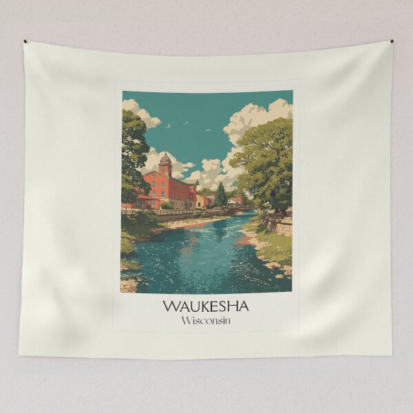 Item preview, Waukesha Wisconsin Riverwalk Art Print designed and sold by TuncGK.